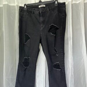 Women Plus 16 Black Distressed Ripped Jeans